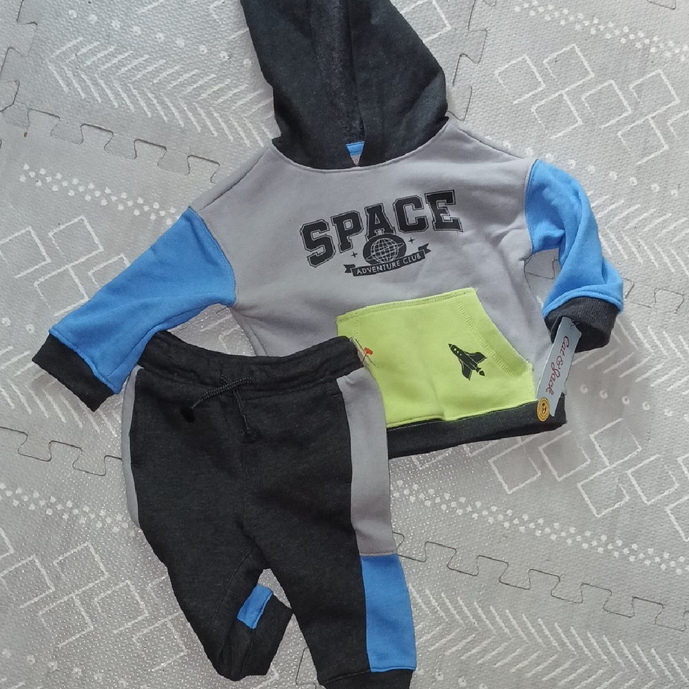 Cat & Jack Space Adventure Kids Matching Set - Gray, Blue, Lime